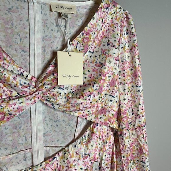 NWT To My Lovers floral cut out mini dress - Picture 4 of 7